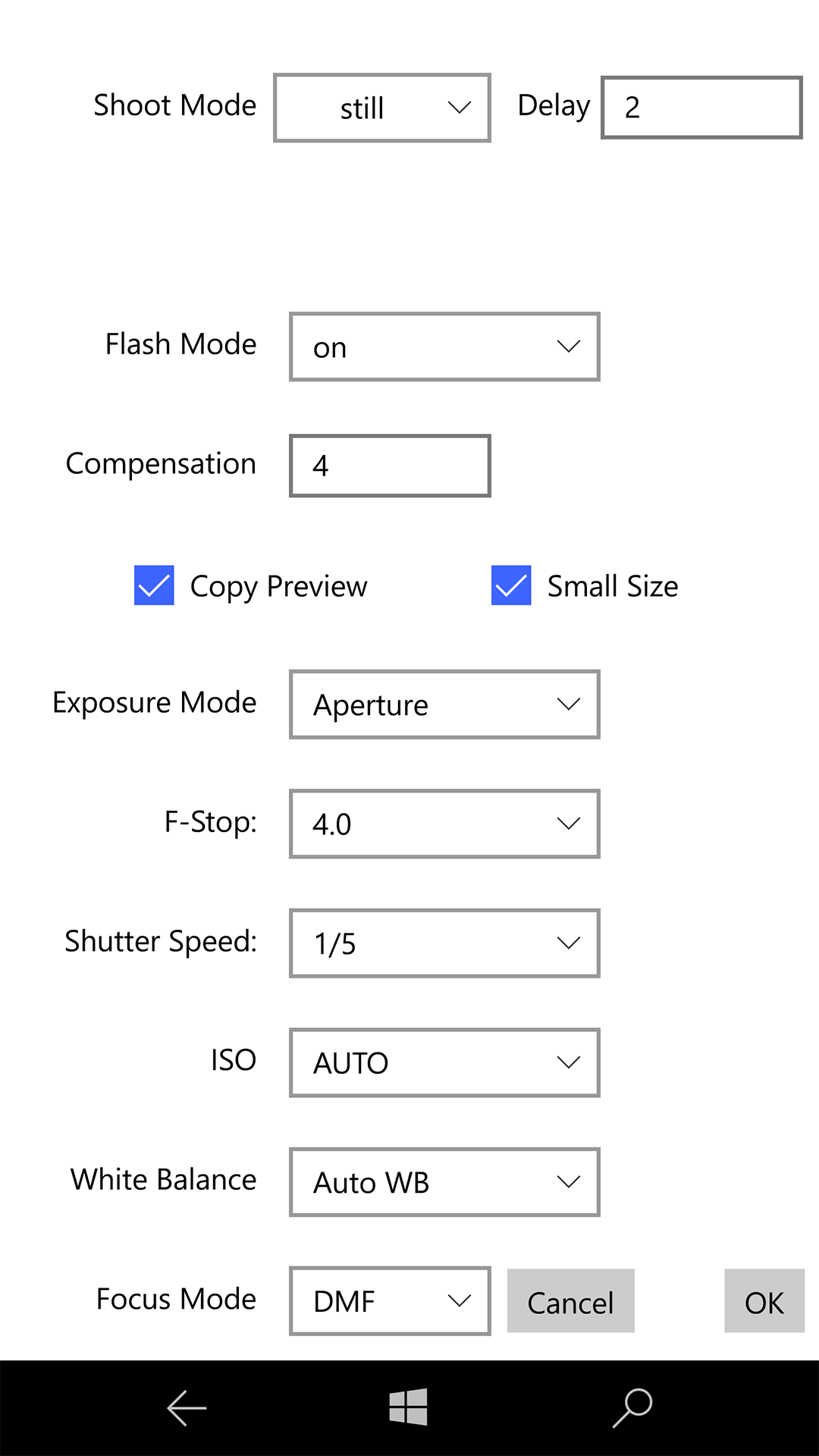 Settings Mobile Page Screenshot